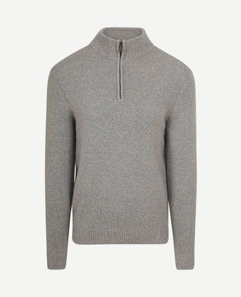 halve rits pullover boiled wool grijs