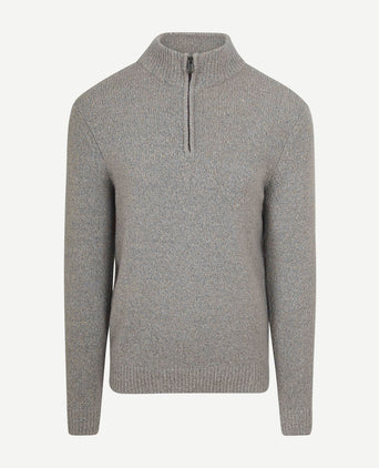 halve rits pullover boiled wool grijs