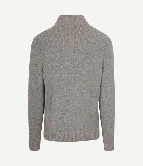 halve rits pullover boiled wool grijs