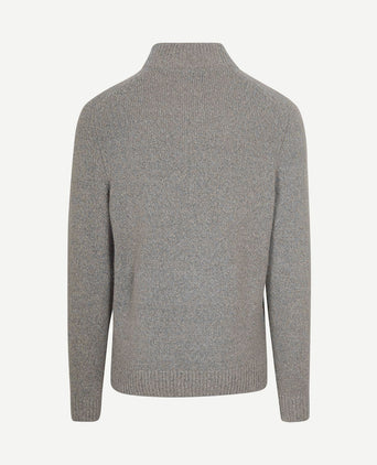 halve rits pullover boiled wool grijs