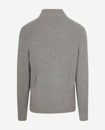 halve rits pullover boiled wool grijs
