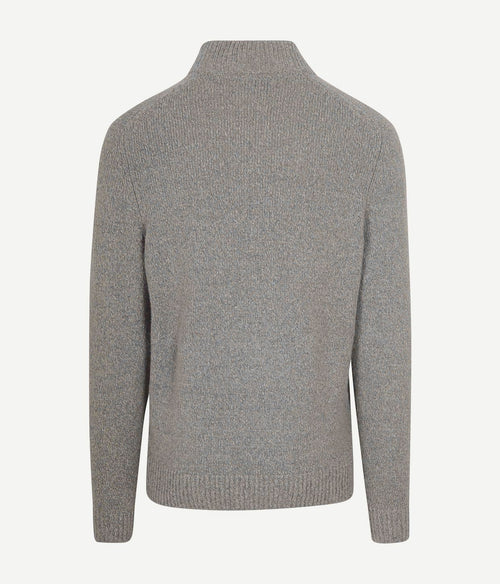 halve rits pullover boiled wool grijs