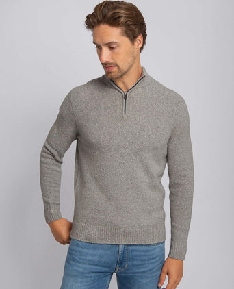 Suitable halve rits pullover boiled wool grijs
