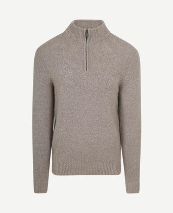 halve rits pullover boiled wool taupe