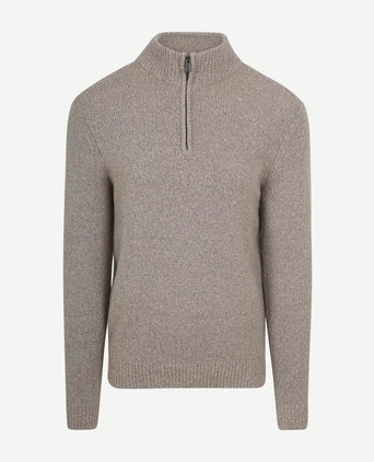Suitable halve rits pullover boiled wool taupe