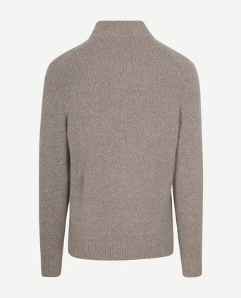 halve rits pullover boiled wool taupe
