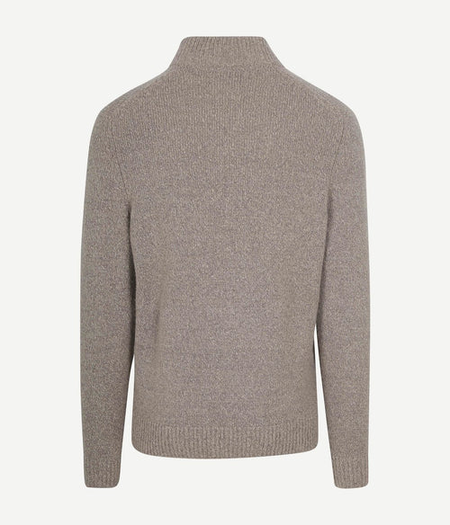 Suitable halve rits pullover boiled wool taupe