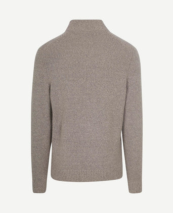 halve rits pullover boiled wool taupe
