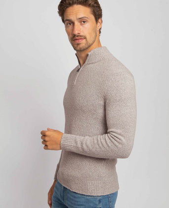 Suitable halve rits pullover boiled wool taupe