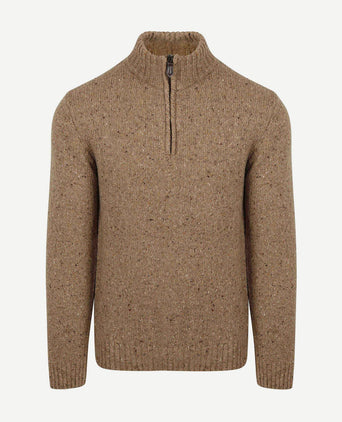 halve rits trui donnegal tweed eco wool beige