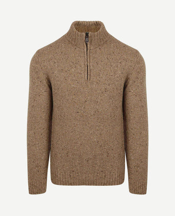 halve rits trui donnegal tweed eco wool beige