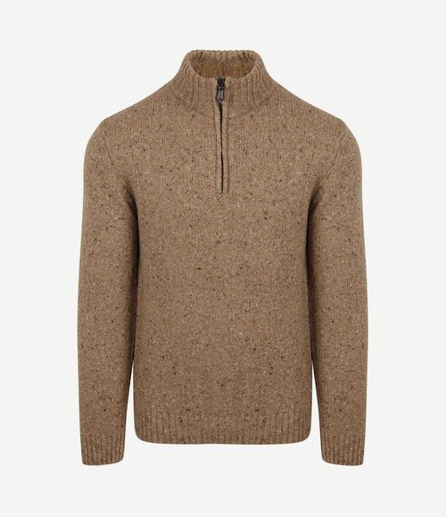 halve rits trui donnegal tweed eco wool beige