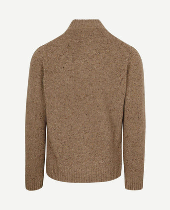 halve rits trui donnegal tweed eco wool beige