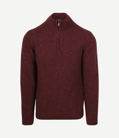 halve rits trui donnegal tweed eco wool bordeaux