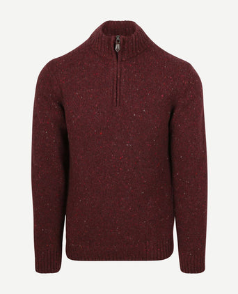 halve rits trui donnegal tweed eco wool bordeaux