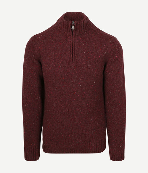 halve rits trui donnegal tweed eco wool bordeaux