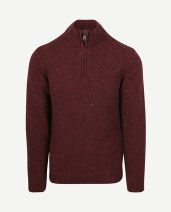 halve rits trui donnegal tweed eco wool bordeaux