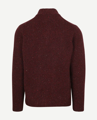 halve rits trui donnegal tweed eco wool bordeaux