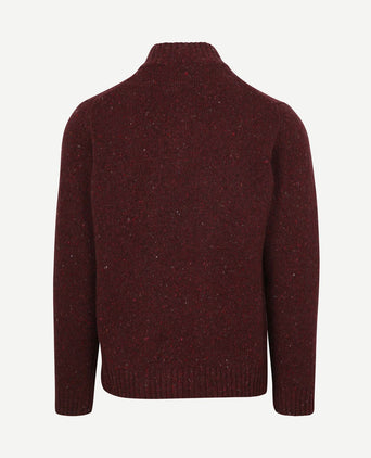 halve rits trui donnegal tweed eco wool bordeaux