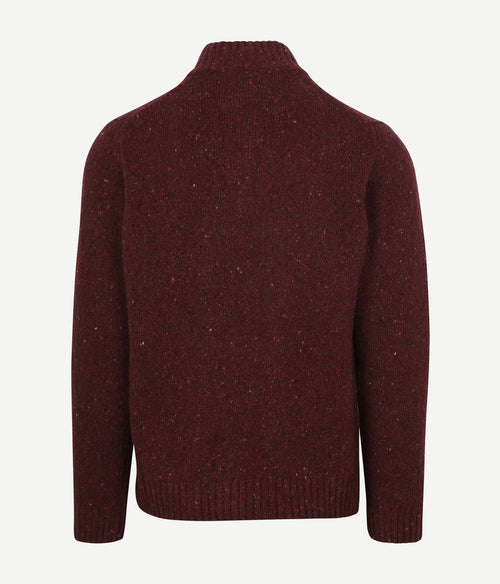 halve rits trui donnegal tweed eco wool bordeaux
