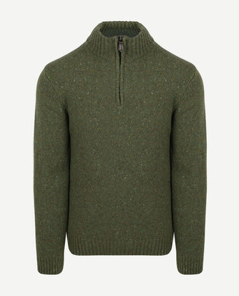 Suitable halve rits trui donnegal tweed eco wool groen