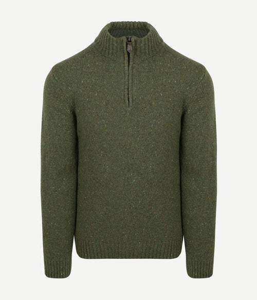 Suitable halve rits trui donnegal tweed eco wool groen
