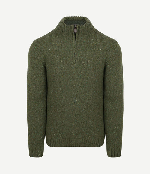 halve rits trui donnegal tweed eco wool groen