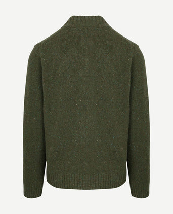 Suitable halve rits trui donnegal tweed eco wool groen