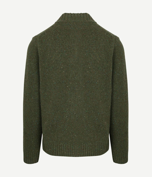 Suitable halve rits trui donnegal tweed eco wool groen