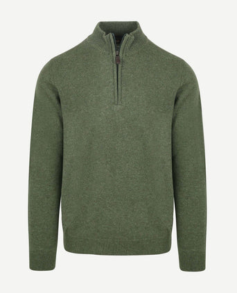 Suitable halve rits trui lamswol groen