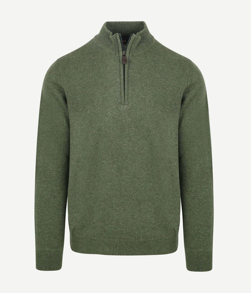 Suitable halve rits trui lamswol groen