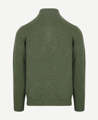 Suitable halve rits trui lamswol groen