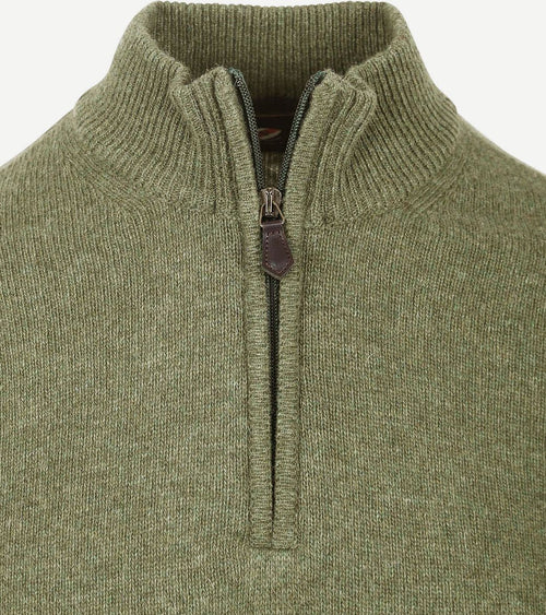 Suitable halve rits trui lamswol lichtgroen