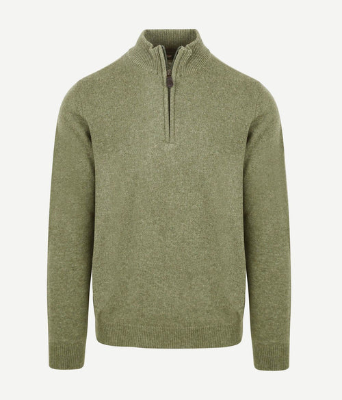 Suitable halve rits trui lamswol lichtgroen
