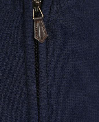 Suitable halve rits trui lamswol donkerblauw