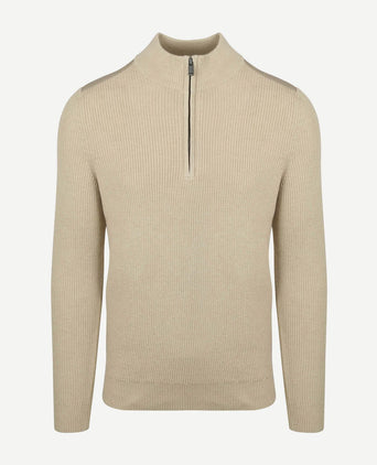 Suitable halve rits trui patch ecru | Slim-fit