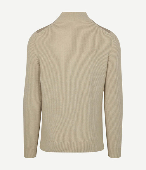 Suitable halve rits trui patch ecru | Slim-fit