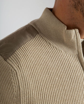 Suitable halve rits trui patch ecru | Slim-fit