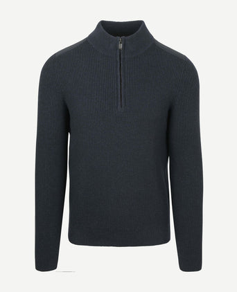 halve rits trui patch donkerblauw