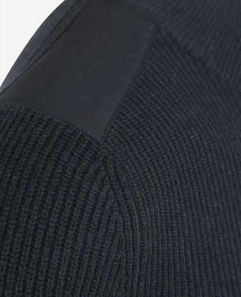 halve rits trui patch donkerblauw