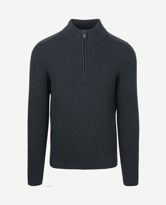 halve rits trui patch donkerblauw
