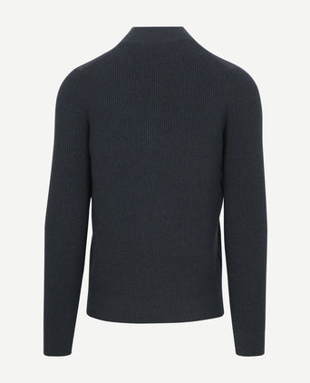 halve rits trui patch donkerblauw