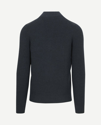 halve rits trui patch donkerblauw