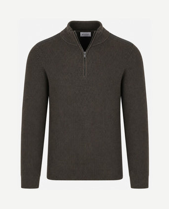 halve rits trui patch olive
