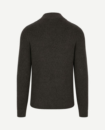 halve rits trui patch olive