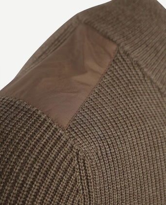 Suitable halve rits trui patch taupe | Slim-fit