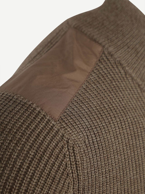 Suitable halve rits trui patch taupe | Slim-fit