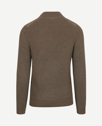 halve rits trui patch taupe