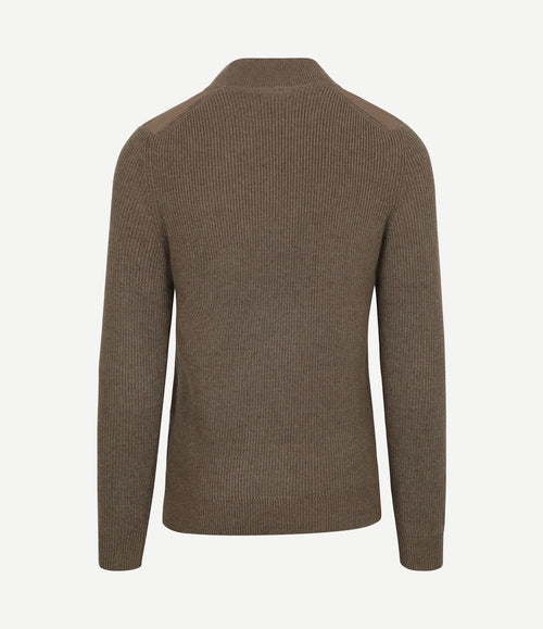 halve rits trui patch taupe