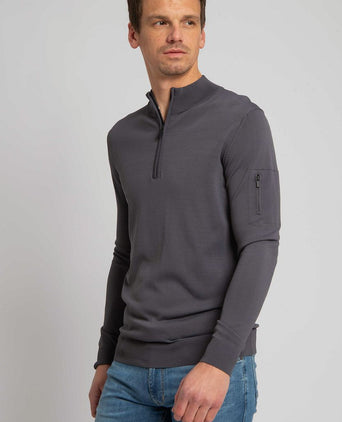 Suitable halve rits trui rafe antraciet | Slim-fit